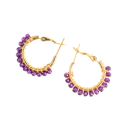 Amethyst Crystal Hoop Earrings