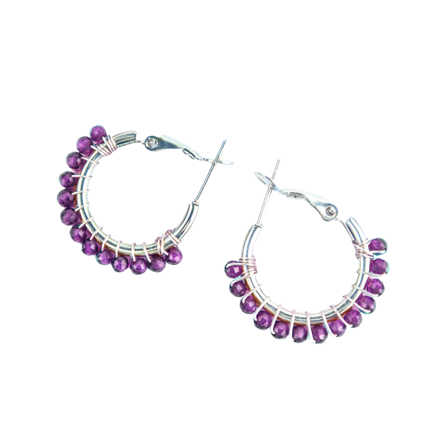 Amethyst Crystal Hoop Earrings