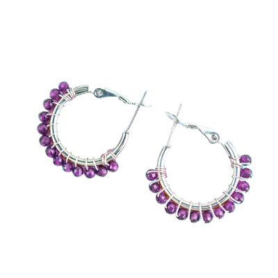 Amethyst Crystal Hoop Earrings