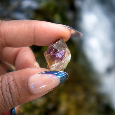 Anhui Yellow Fluorite with Thousand Layer Purple Phantoms