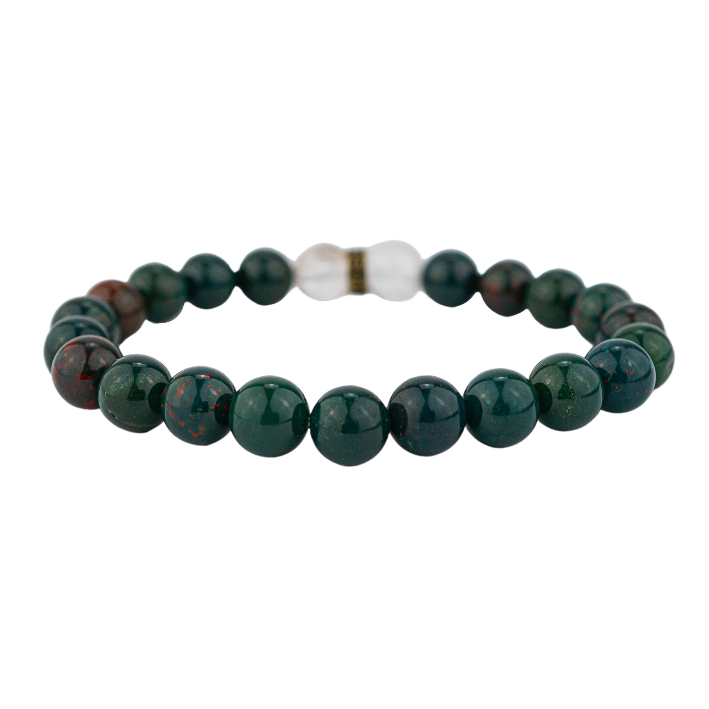 product view of genuine Bloodstone bead stretch elastic crystal bracelet by Energy Muse
