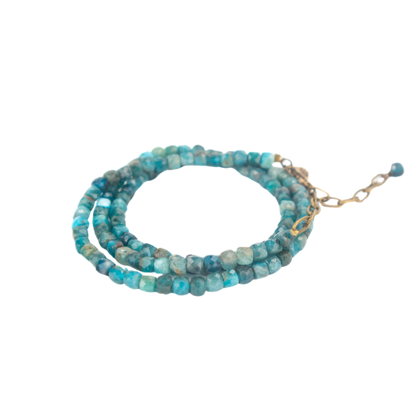 Blue Apatite Cube Convertible Bracelet-Necklace