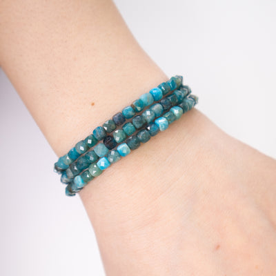 Blue Apatite Cube Convertible Bracelet-Necklace