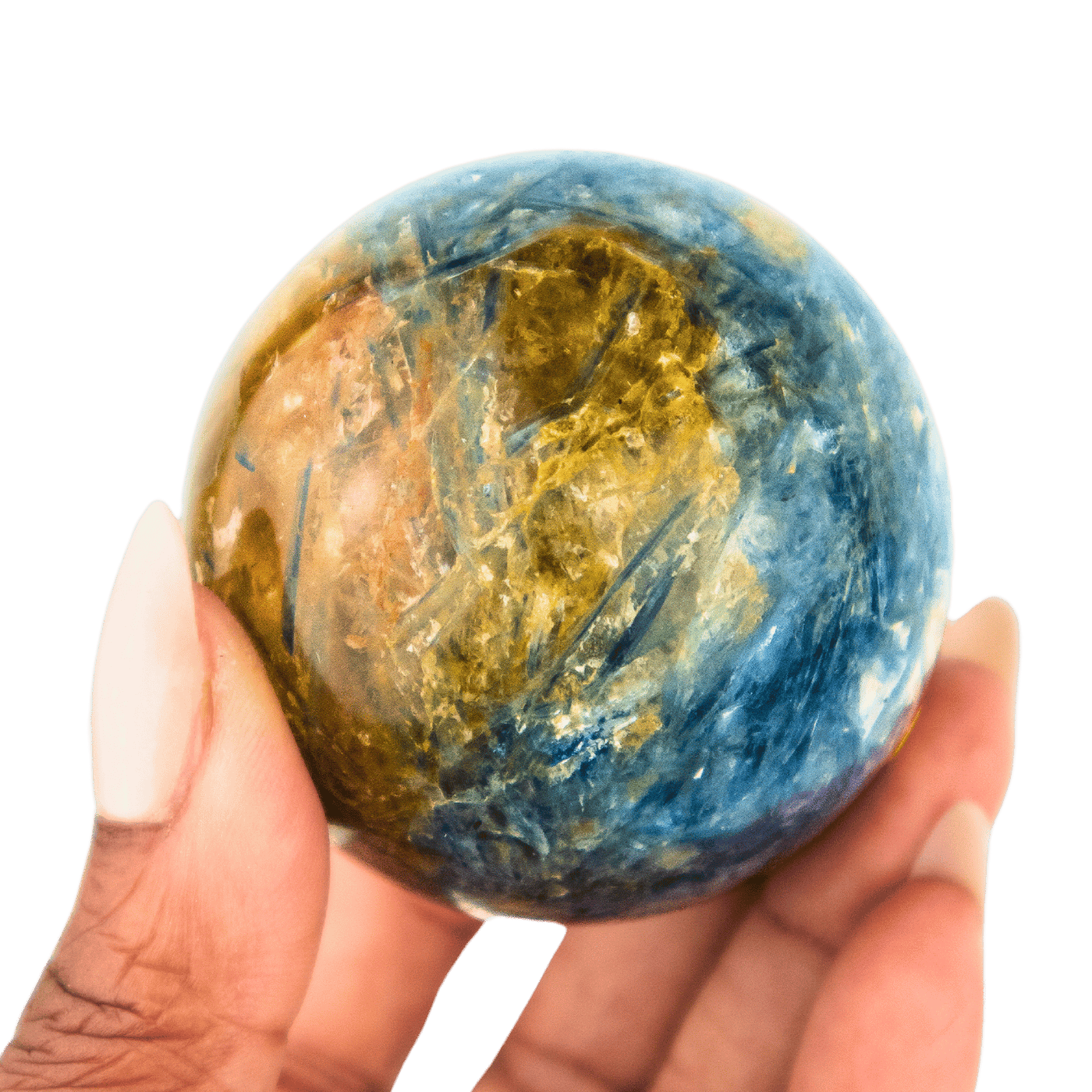 Blue Kyanite & Golden Healer Quartz Sphere