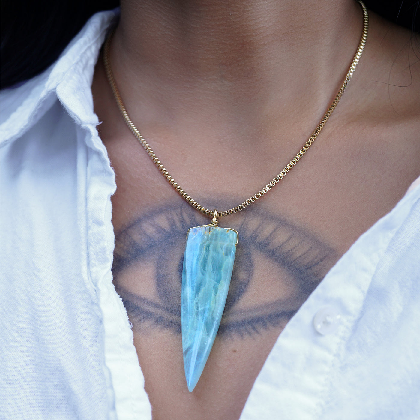 Blue Lemurian Calcite Necklace