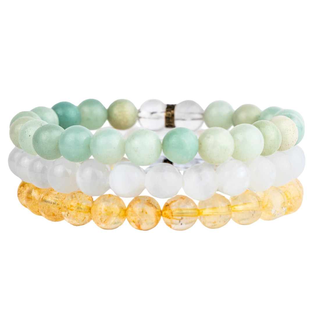 Cultivating Happiness Bracelet Set Amazonite, Citrine and