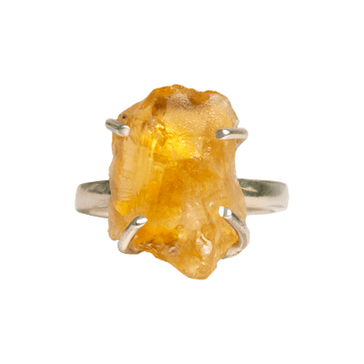 Buy Citrine Silver Square Adjustable Crystal Ring Online in India -  Mypoojabox.in