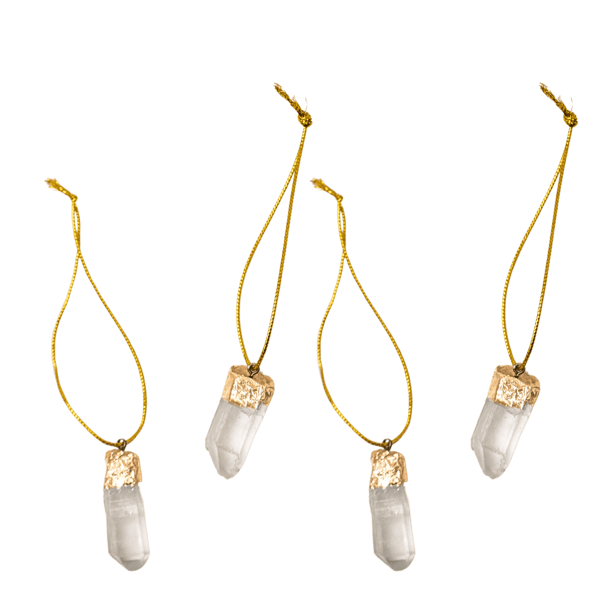 Set of 4 Clear Quartz Point Ornaments