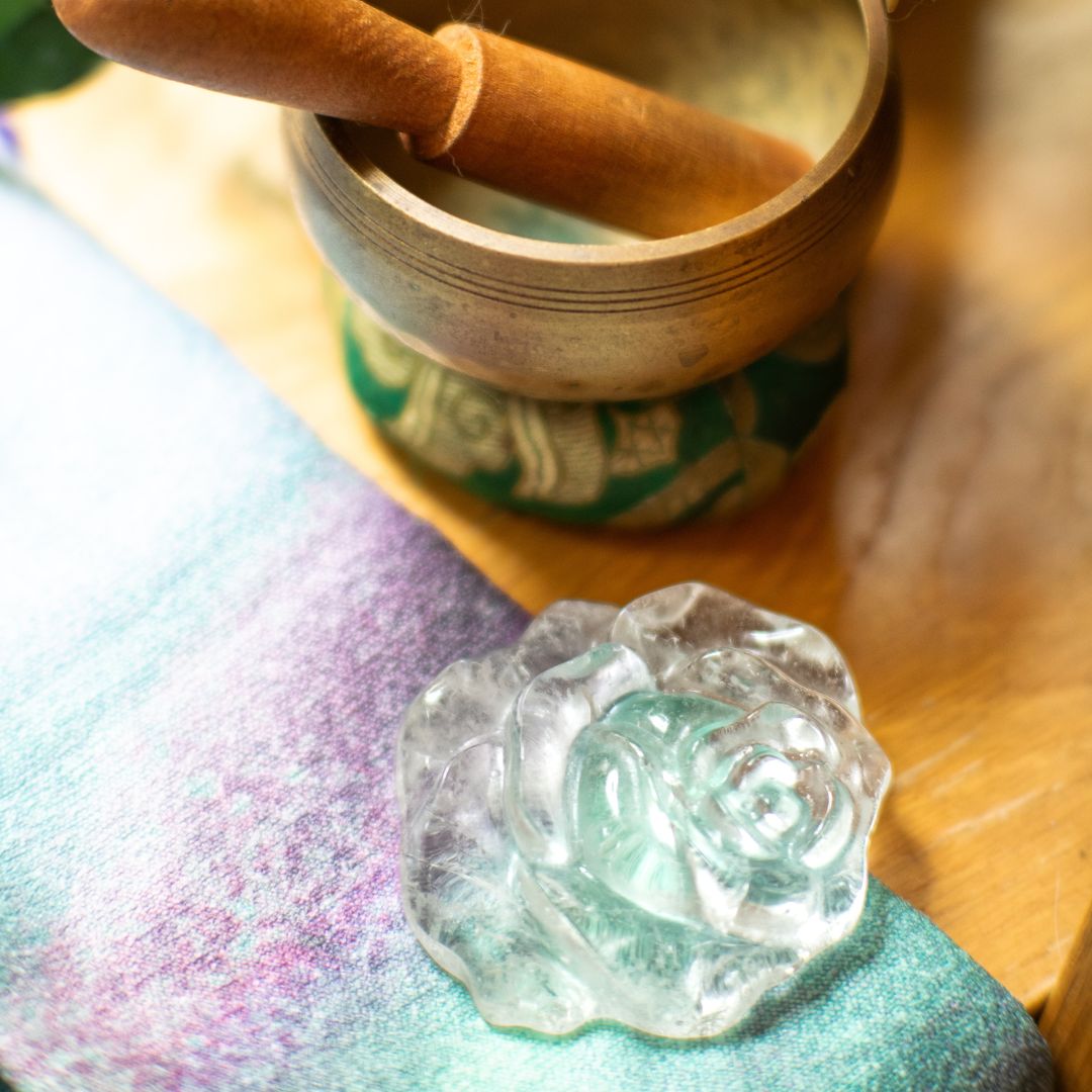 Clear Quartz Rose Carving