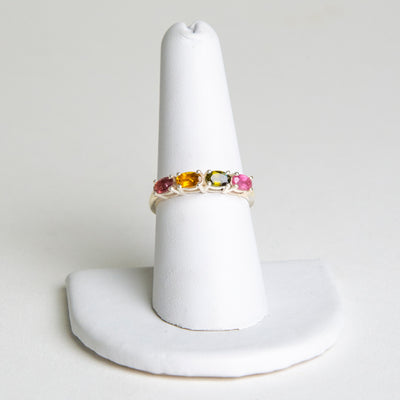 Multi Tourmaline 4-Stone Faceted Ring