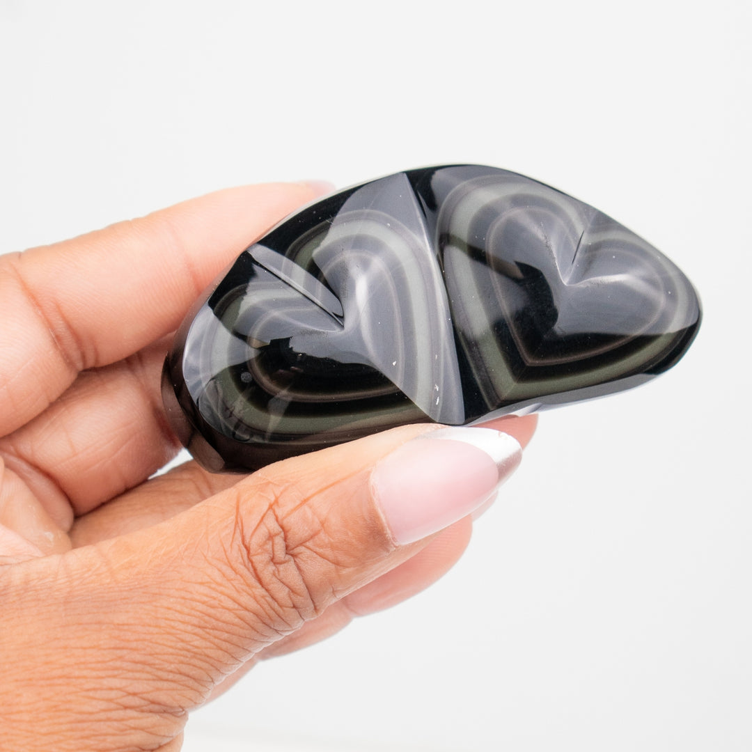 RARE buy Rainbow Obsidian Three Hearts