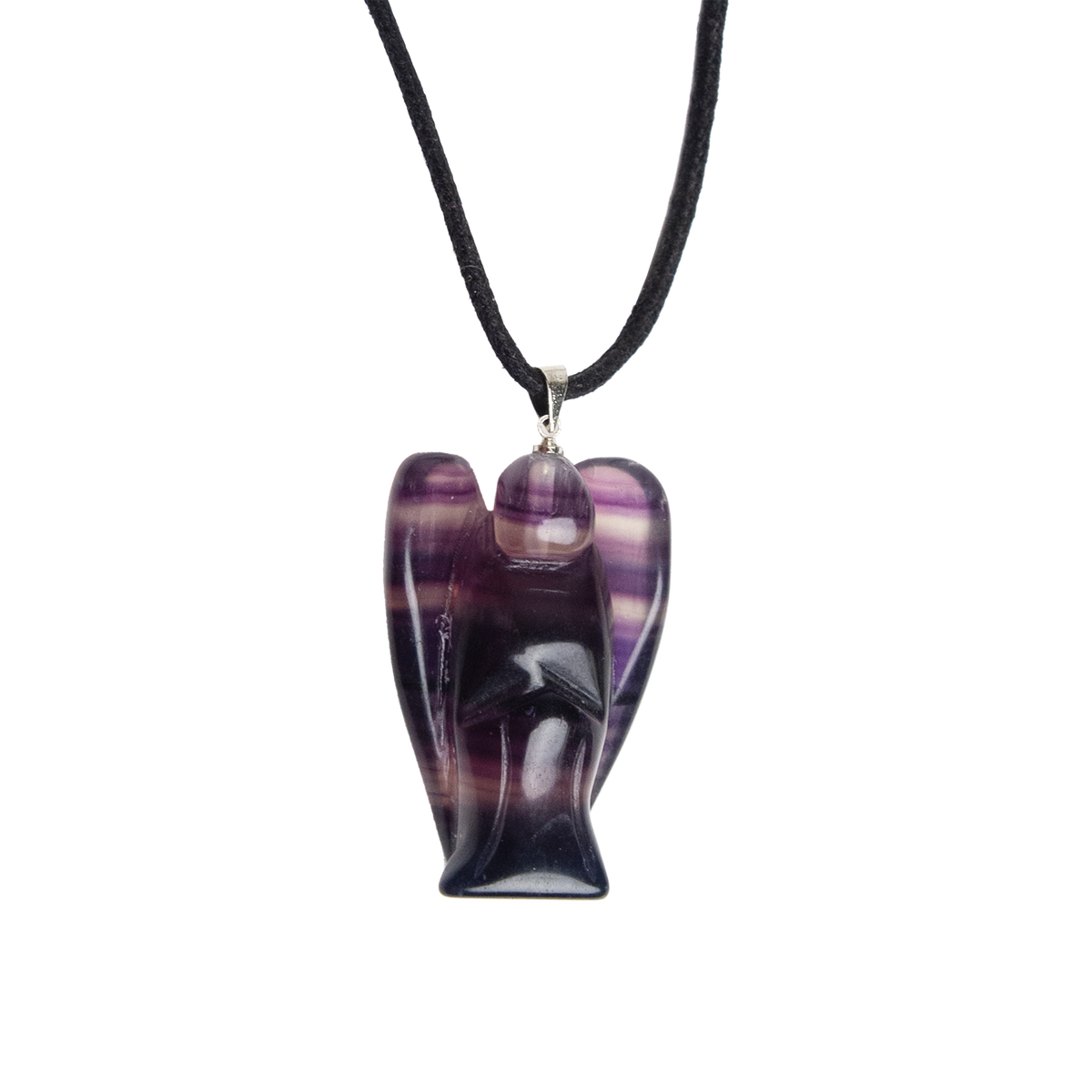 carved Fluorite angel pendant necklace by Energy Muse