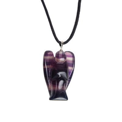 carved Fluorite angel pendant necklace by Energy Muse