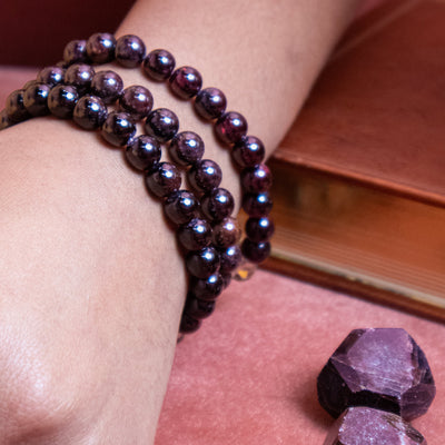 3 Garnet bracelets with 2 faceted Garnet crystals by Energy Muse
