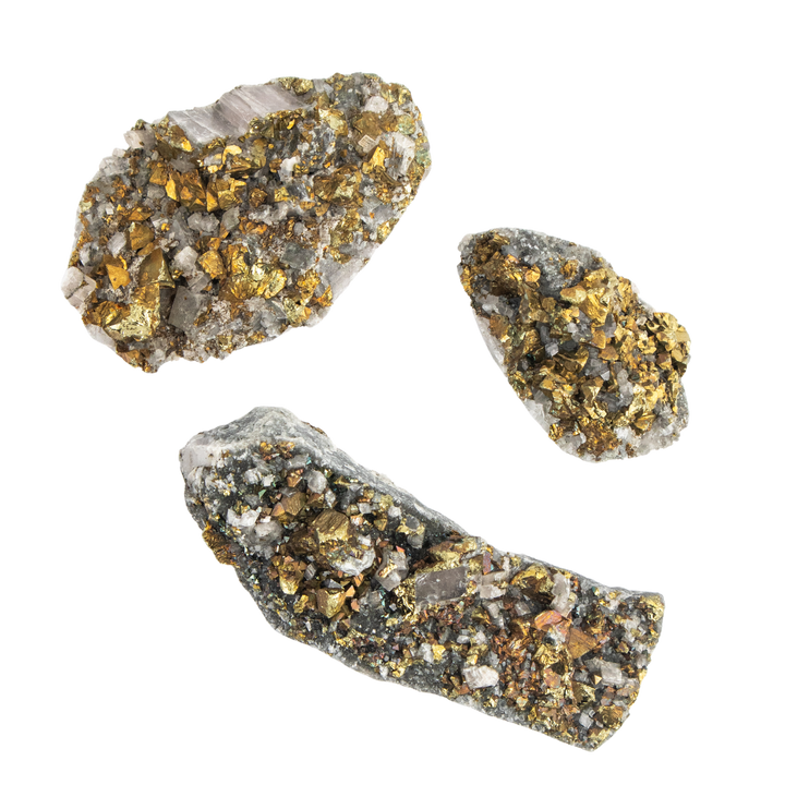 Golden Chalcopyrite with Quartz, Shop Chalcopyrite at Energy Muse