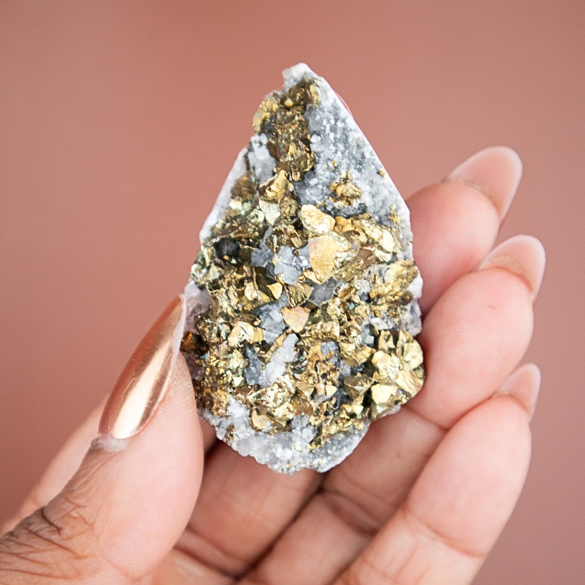 Golden Chalcopyrite with Quartz