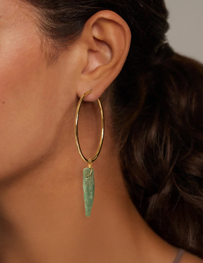 Green Kyanite Hoop Earrings