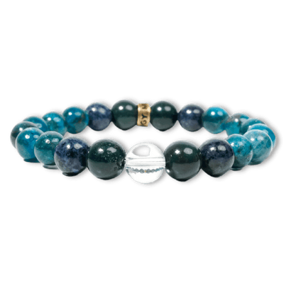 product view of Health crystal Bracelet by Energy Muse featuring Clear Quartz, Bloodstone, Blue Apatite, Turquoise and Dumortierite beads by Energy Muse