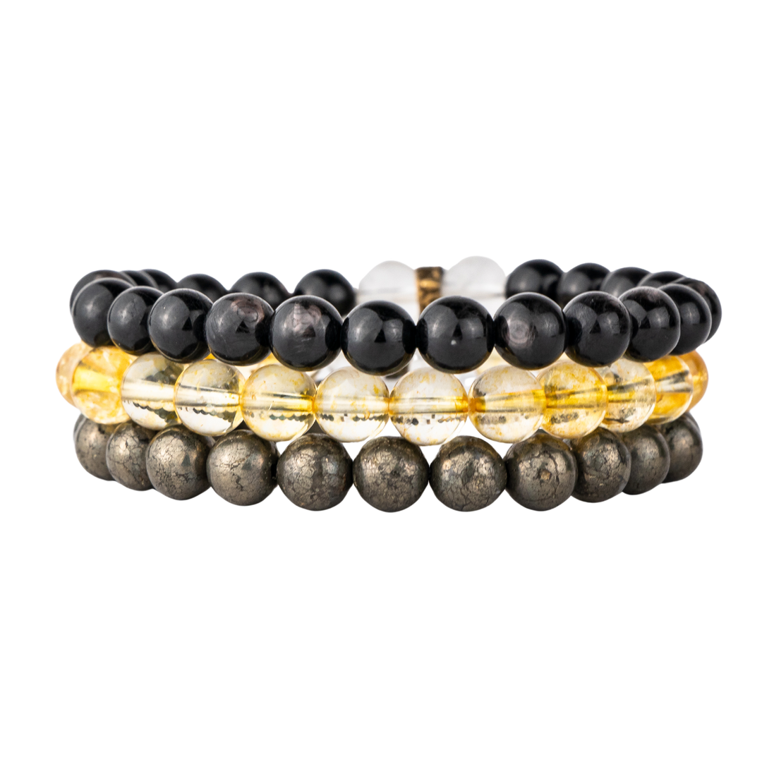Done Deal Power Trio | Hypersthene, Citrine and Pyrite Bracelets Done Deal Power Trio | Hypersthene, Citrine and Pyrite Bracelets