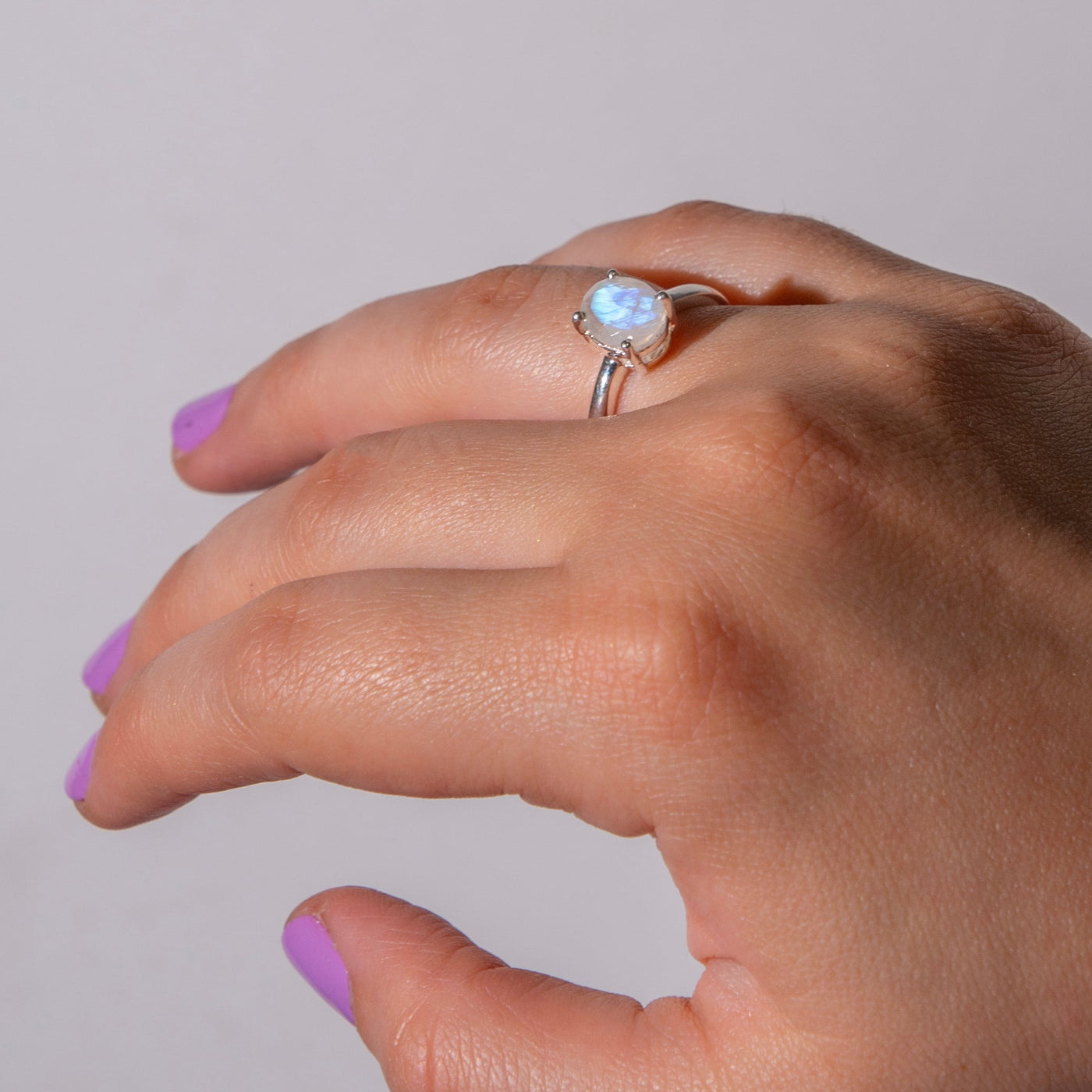 Rainbow Moonstone Adjustable Ring