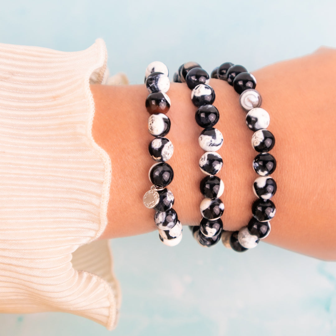 Energy Gem ブレスレット 黒と銀 Orca Agate Bracelet | Shop Orca Agate Bracelets from Energy Muse