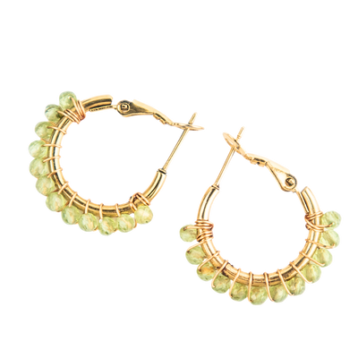 Peridot Crystal Hoop Earrings