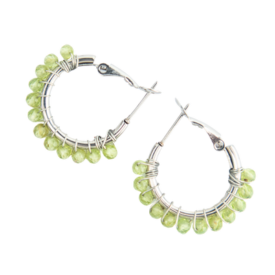 Peridot Crystal Hoop Earrings