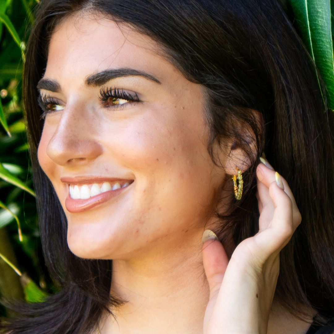 Peridot Crystal Hoop Earrings