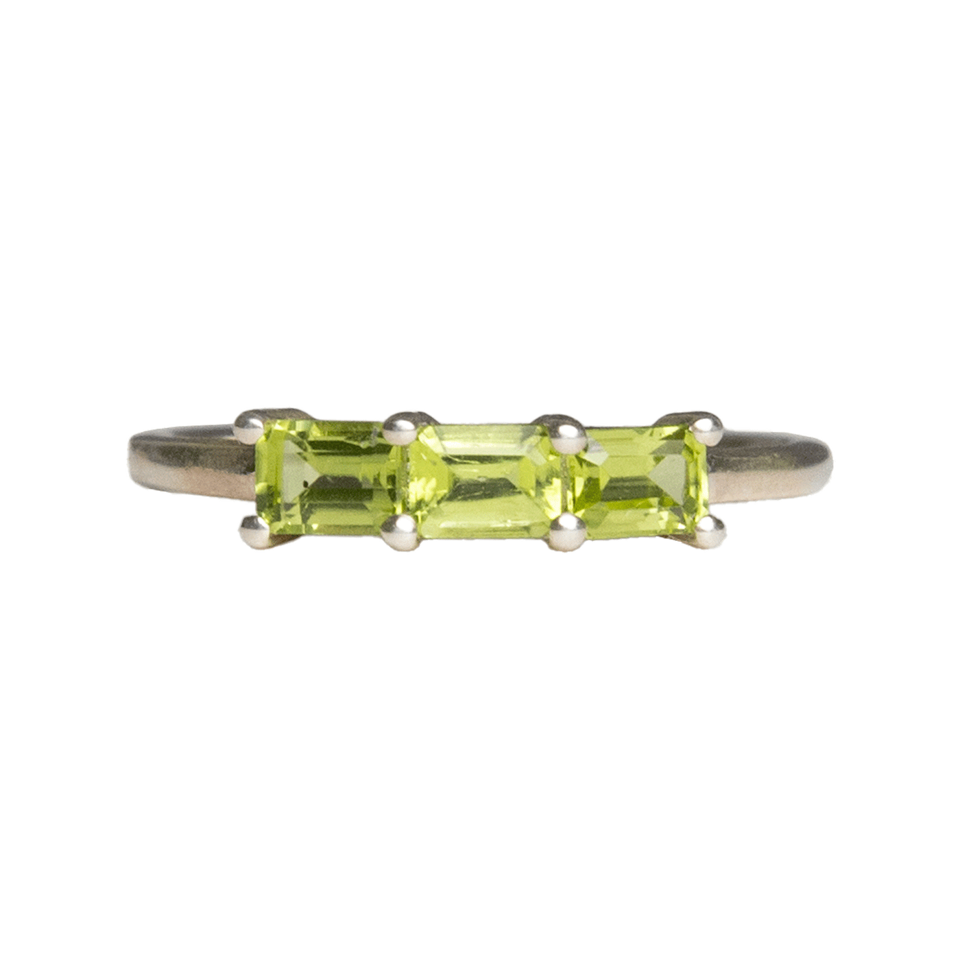 Peridot Faceted 3 Stone Ring