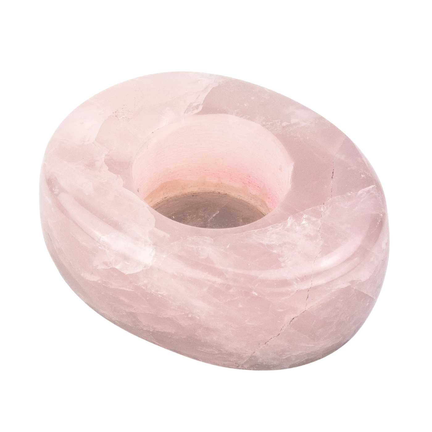 alternate view of rose quartz tealight candle holder by Energy Muse