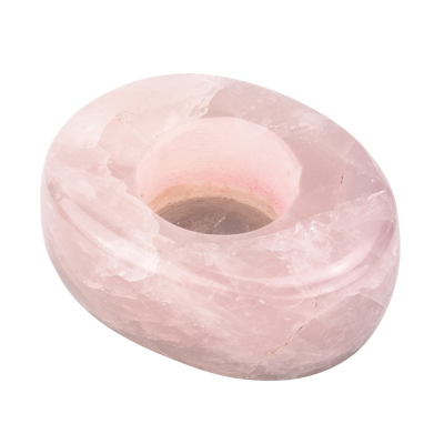 alternate view of rose quartz tealight candle holder by Energy Muse