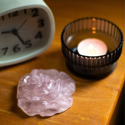 Rose Quartz Rose Carving