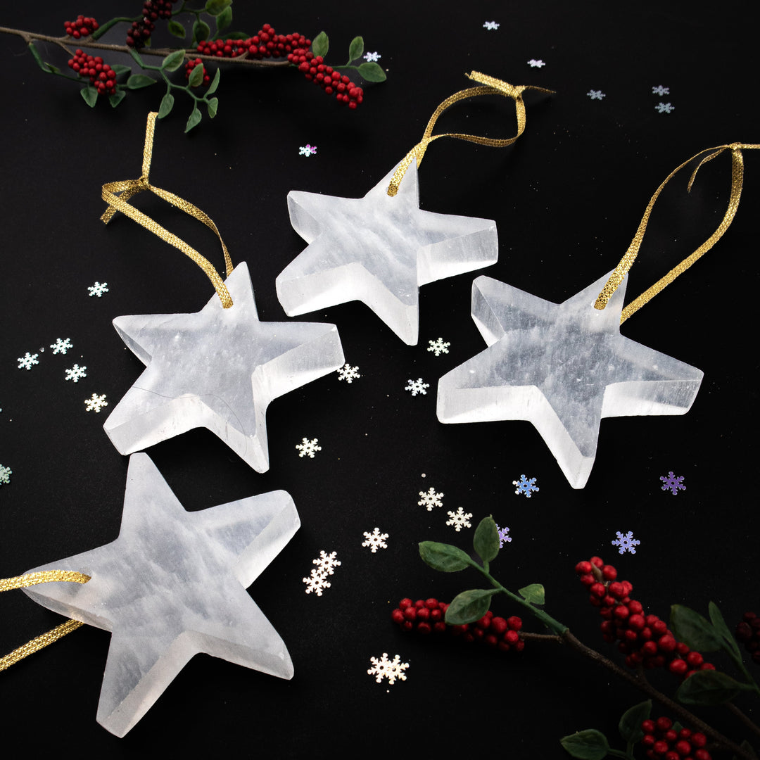 Selenite Star Ornament Set, Shop Selenite Decor at Energy Muse