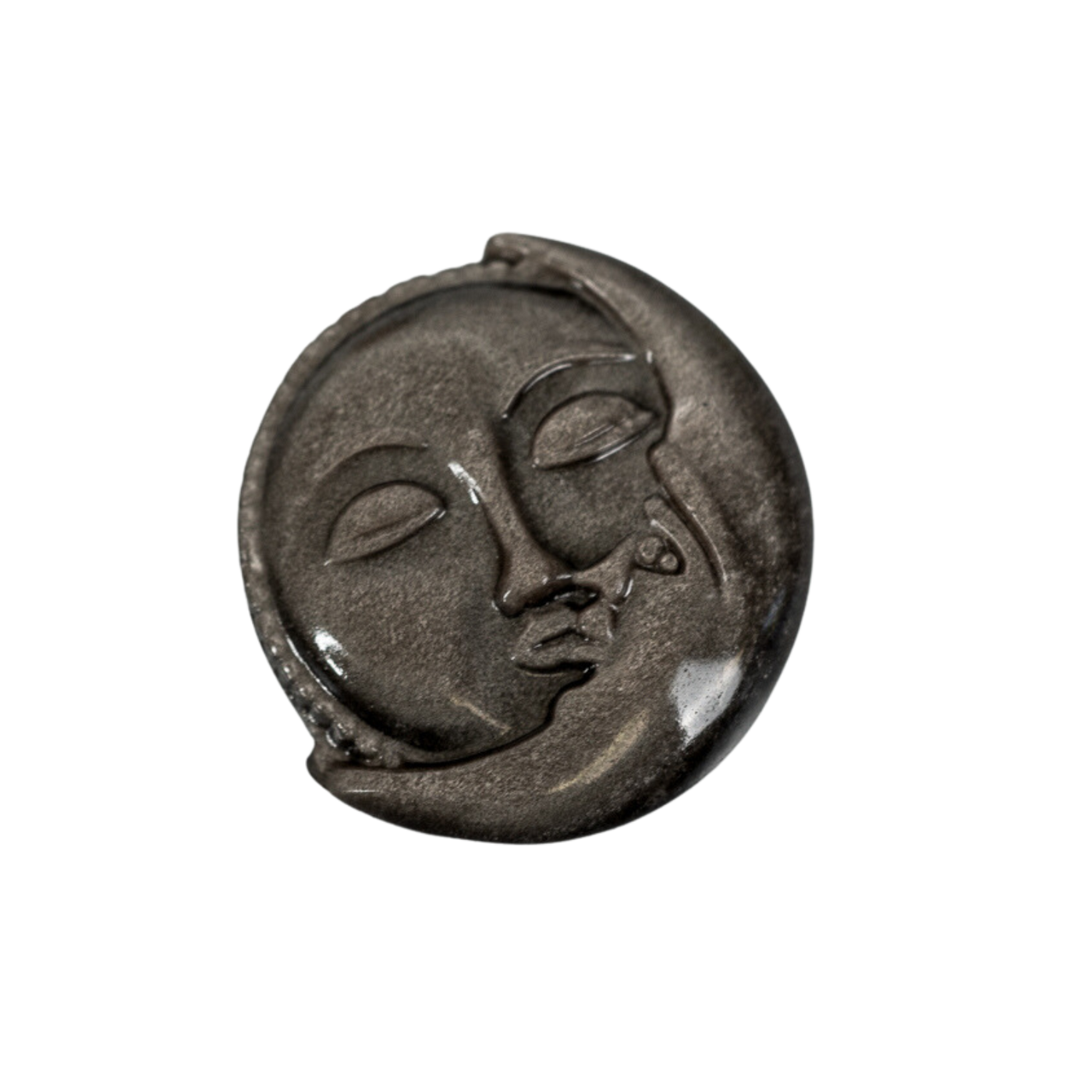 Silver Sheen Obsidian Sun & Moon Carving