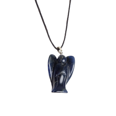 carved Sodalite angel pendant necklace by Energy Muse