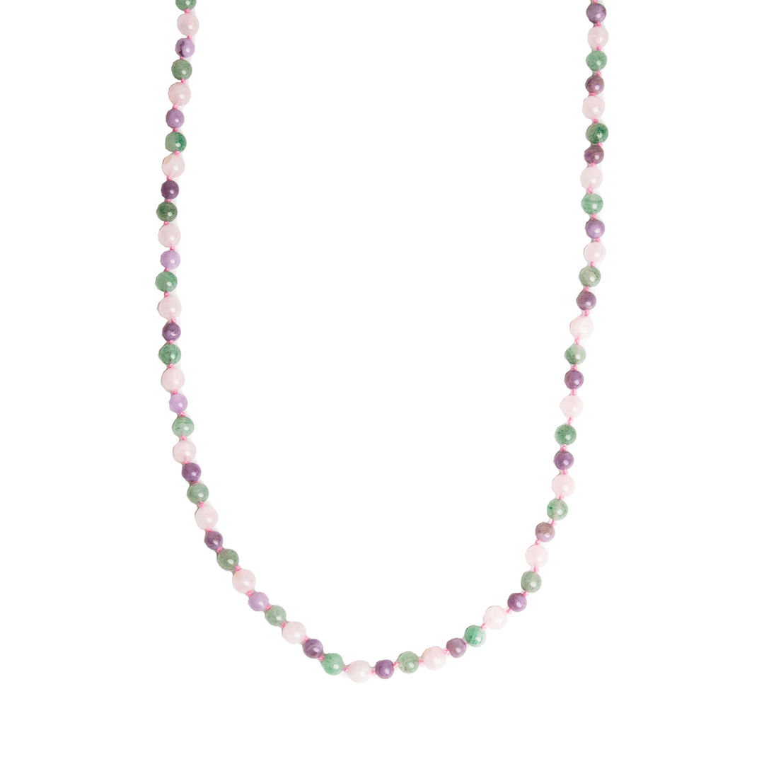 Rose Quartz, Amethyst, Aventurine Beaded Necklace – Energy Muse