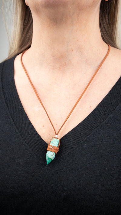 Turquoise Crystal Point Necklace