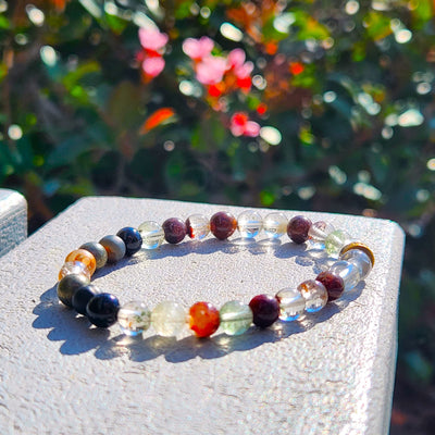 outdoor view of genuine crystal Breakthrough Bracelet designed exclusively for Energy Muse by Heather Askinosie