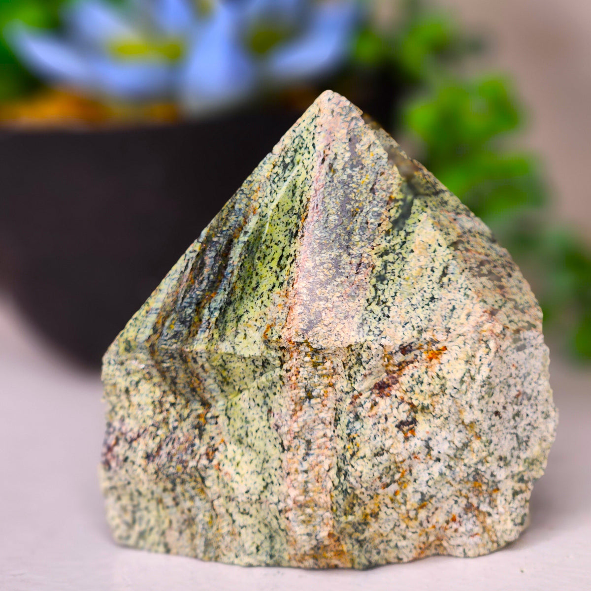 Green Tiger's Eye Half-Polished Point
