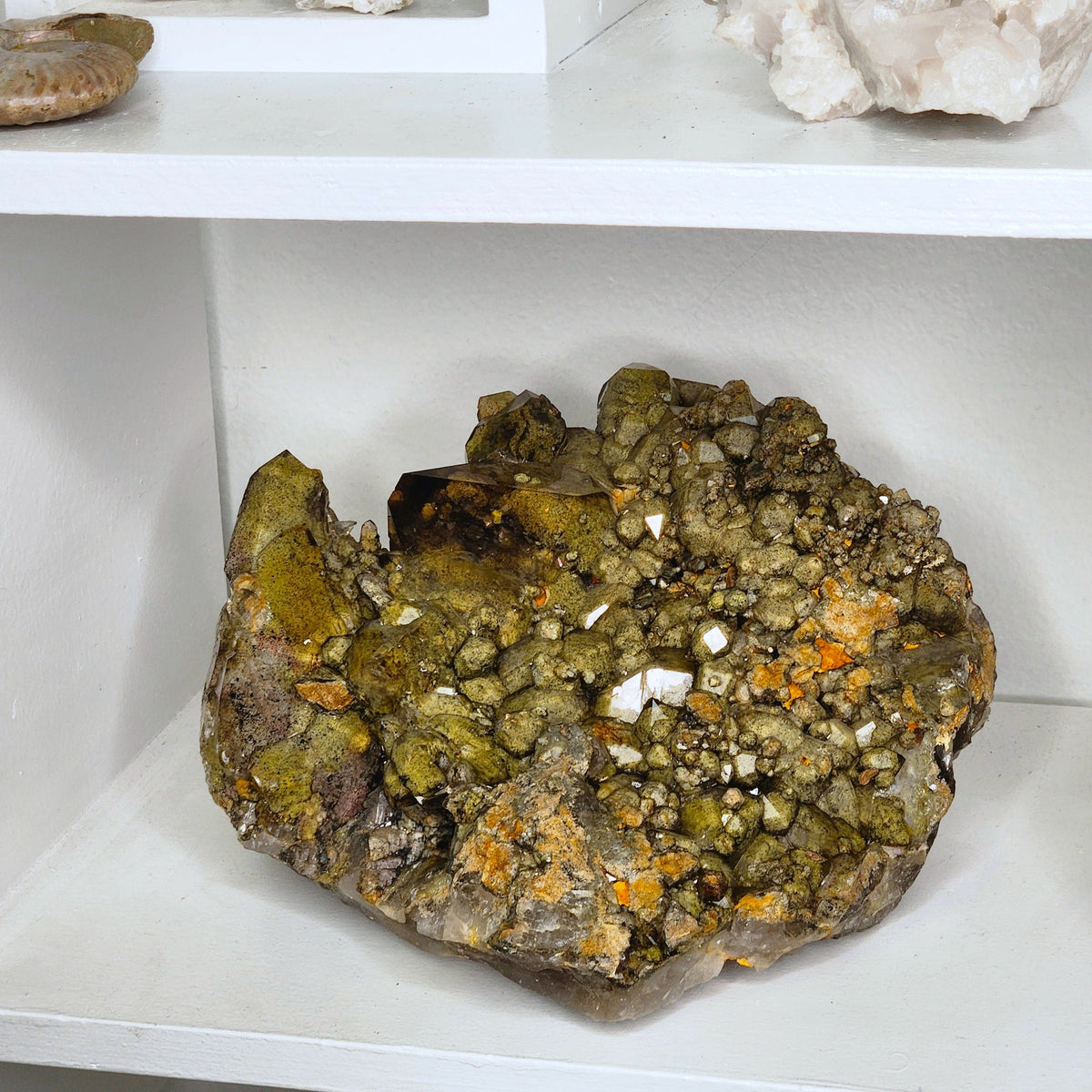 Fluorite & Epidote Included Quartz Cluster • 18lbs