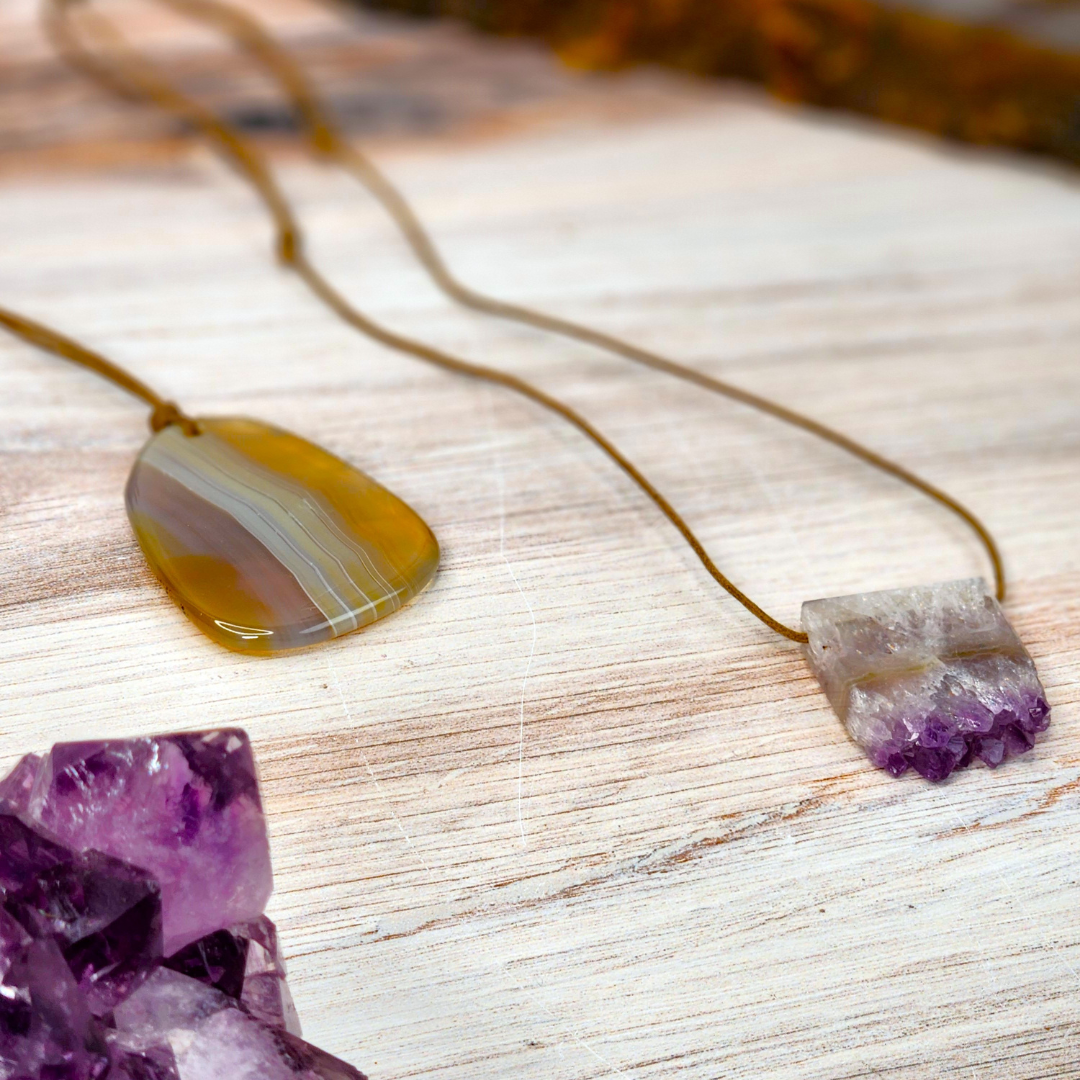 Agate Pendant Adjustable Necklace