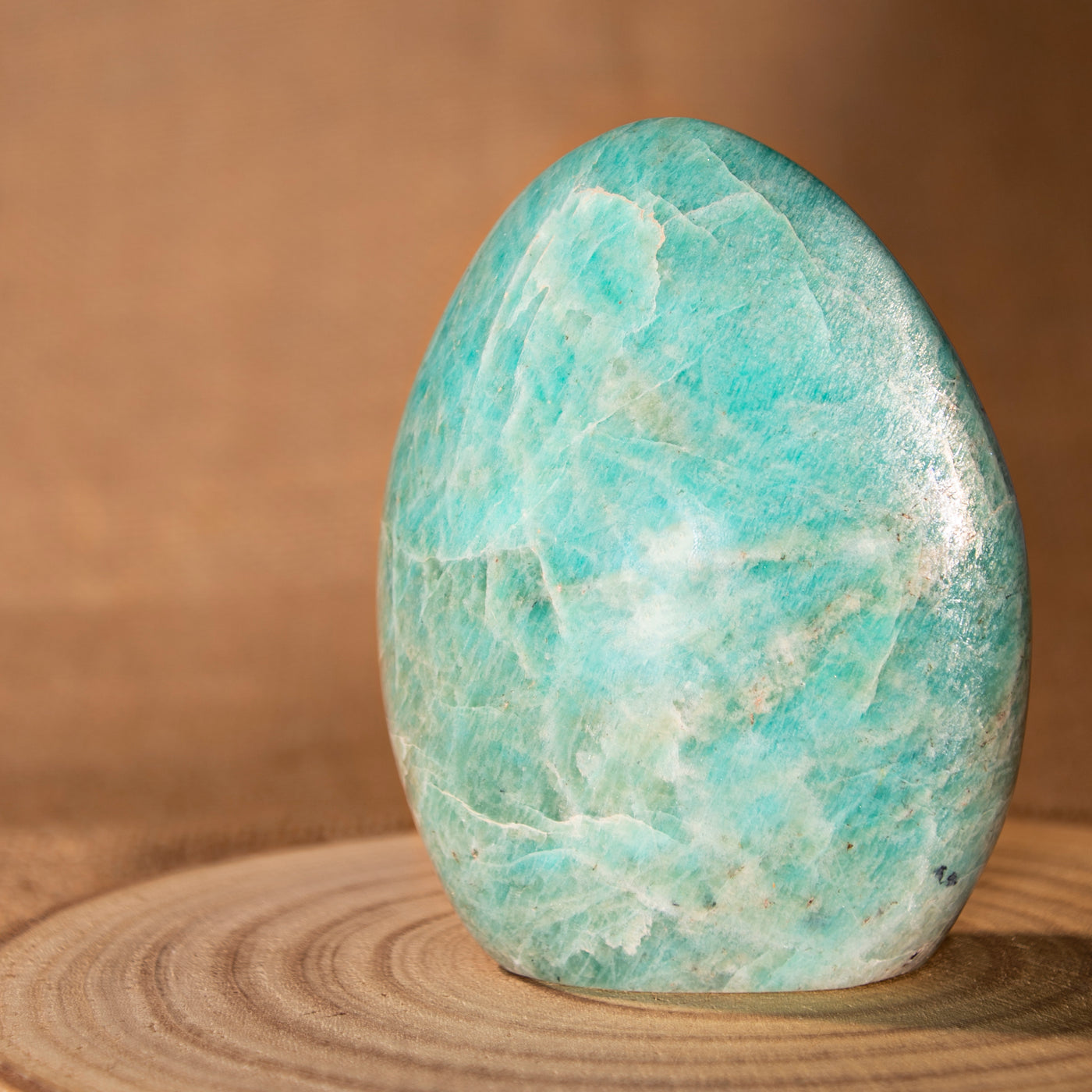 in-home view of genuine Amazonite freeform crystal by Energy Muse