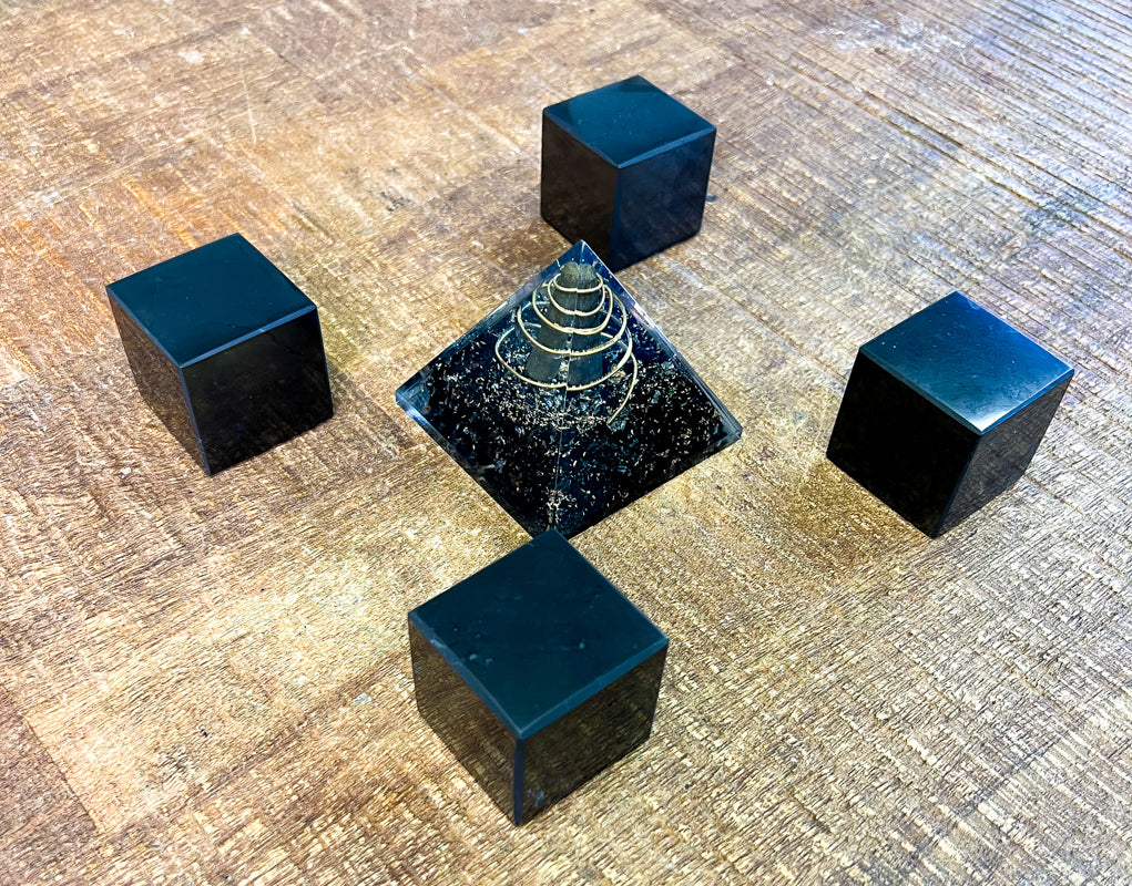 Orgone Black Tourmaline with Pyrite Point Pyramid