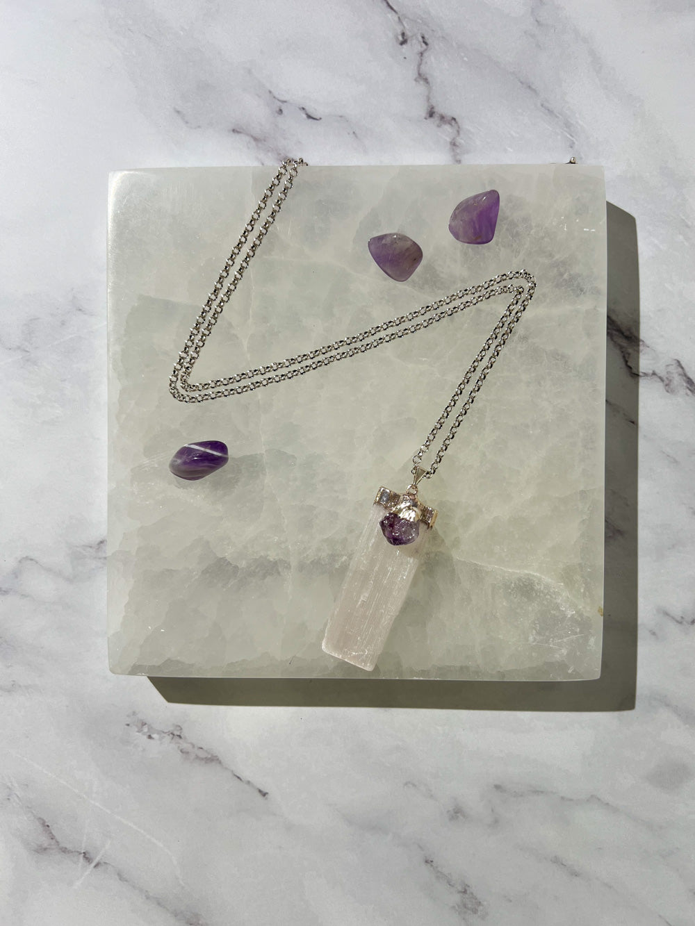 Amethyst + Selenite Pendant Necklace