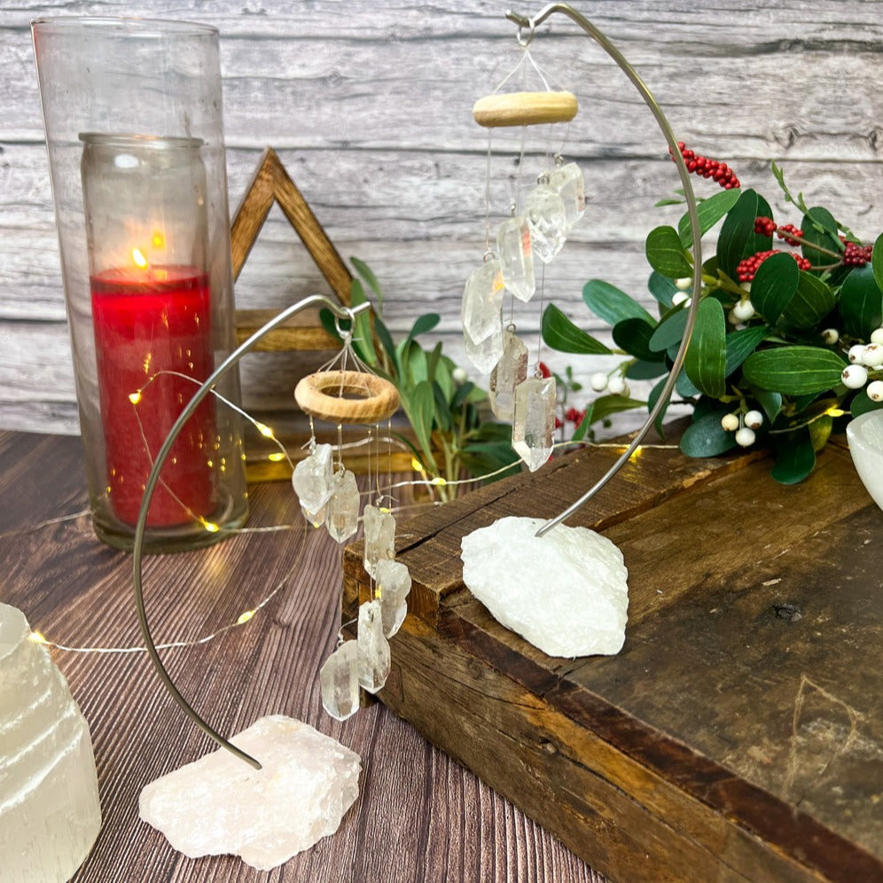 Tabletop Crystal Mobile with Rose Quartz Base