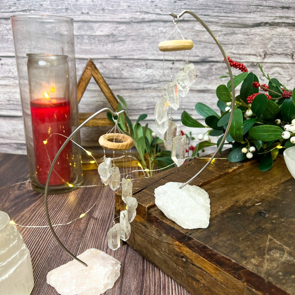 Tabletop Crystal Mobile with Clear Quartz Base