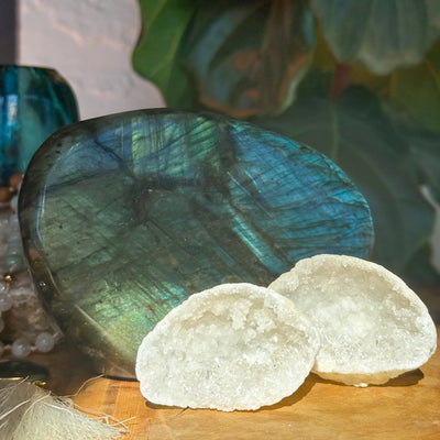Manifestation Geode by Energy Muse at home with Labradorite Freeform