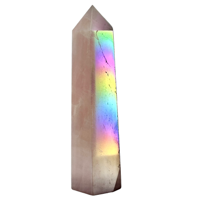 angel aura rose quartz tower point crystal - Energy Muse