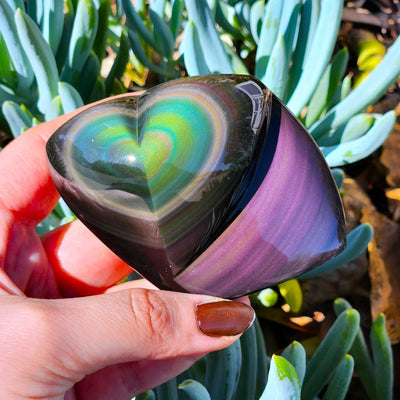 Tucson Find Polished Rainbow Obsidian Heart