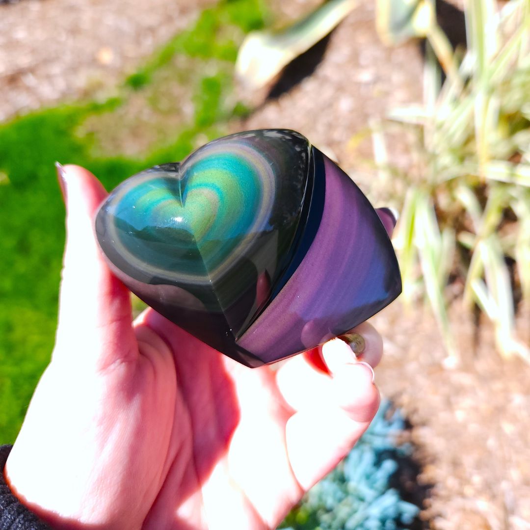 RARE buy Rainbow Obsidian Three Hearts